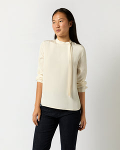 Pippa Top in Ivory Silk Crepe de Chine