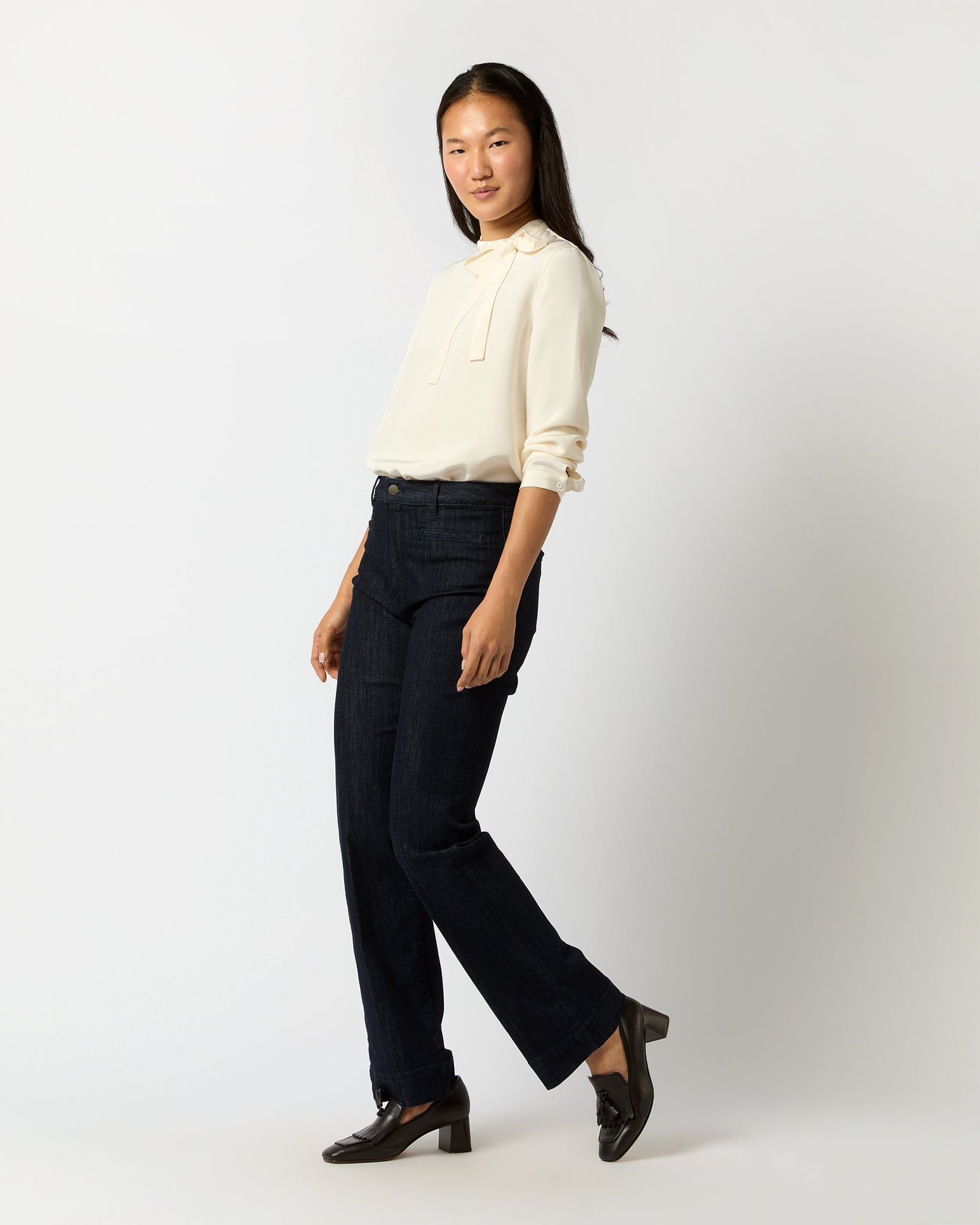 Pippa Top in Ivory Silk Crepe de Chine