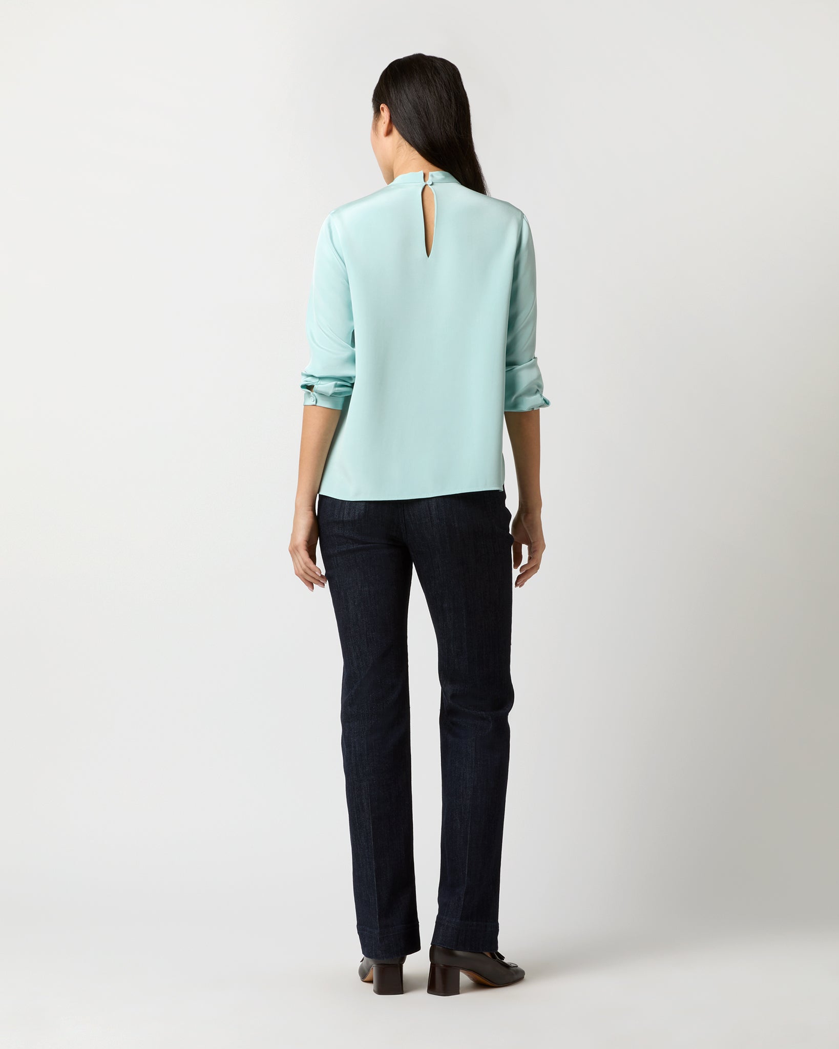 Pippa Top in Mist Silk Crepe de Chine