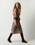 Load image into Gallery viewer, Trapunto Blouson Dress in Multi Floral Wool Crepe
