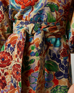 Load image into Gallery viewer, Trapunto Blouson Dress in Multi Floral Wool Crepe
