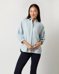 Volume Kimono Shirt in Sky Brushed Herringbone