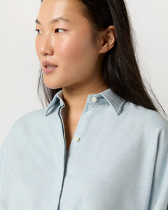 Volume Kimono Shirt in Sky Brushed Herringbone