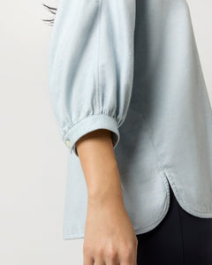 Volume Kimono Shirt in Sky Brushed Herringbone