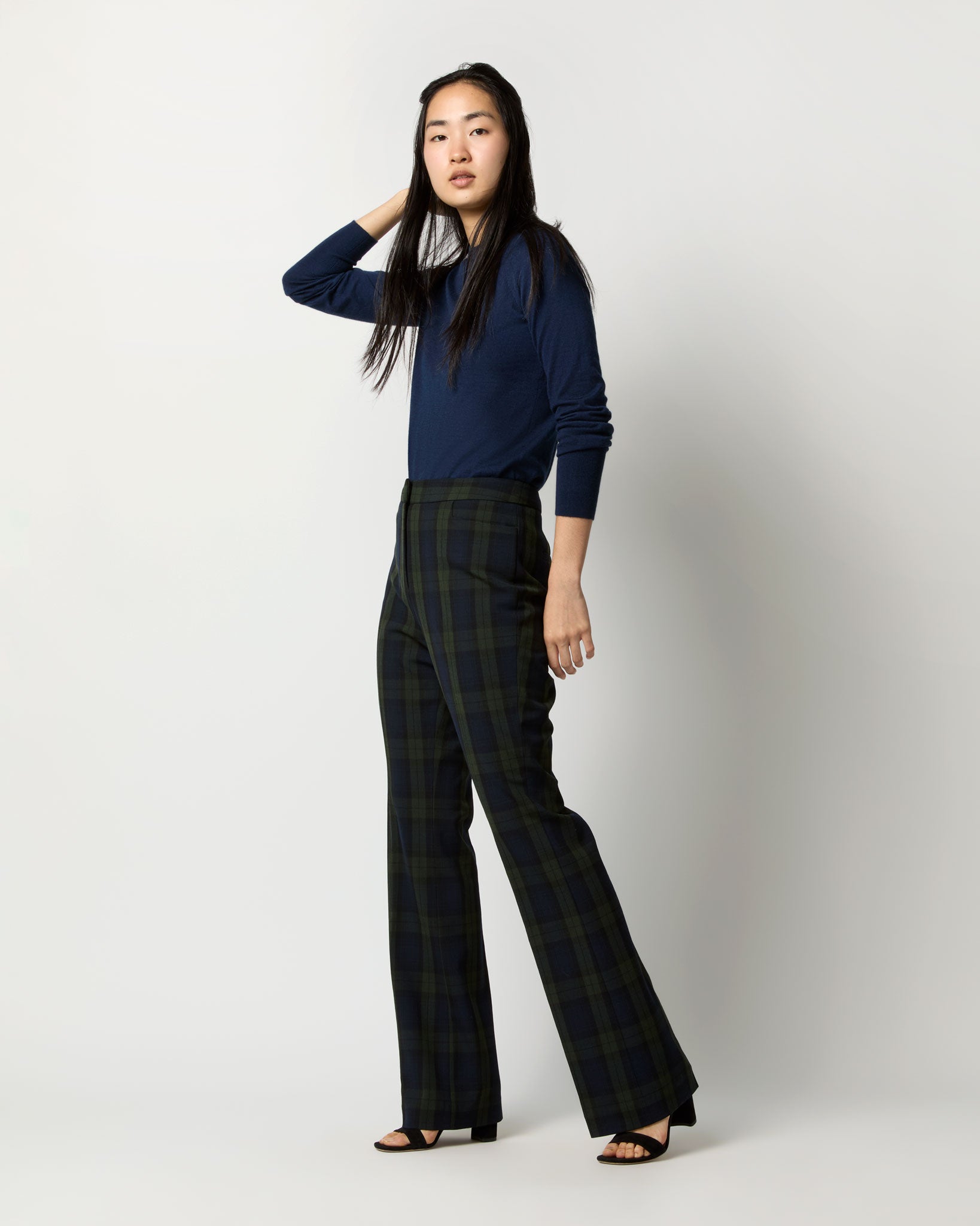 Norah Flare Pant in Blackwatch Stretch Twill