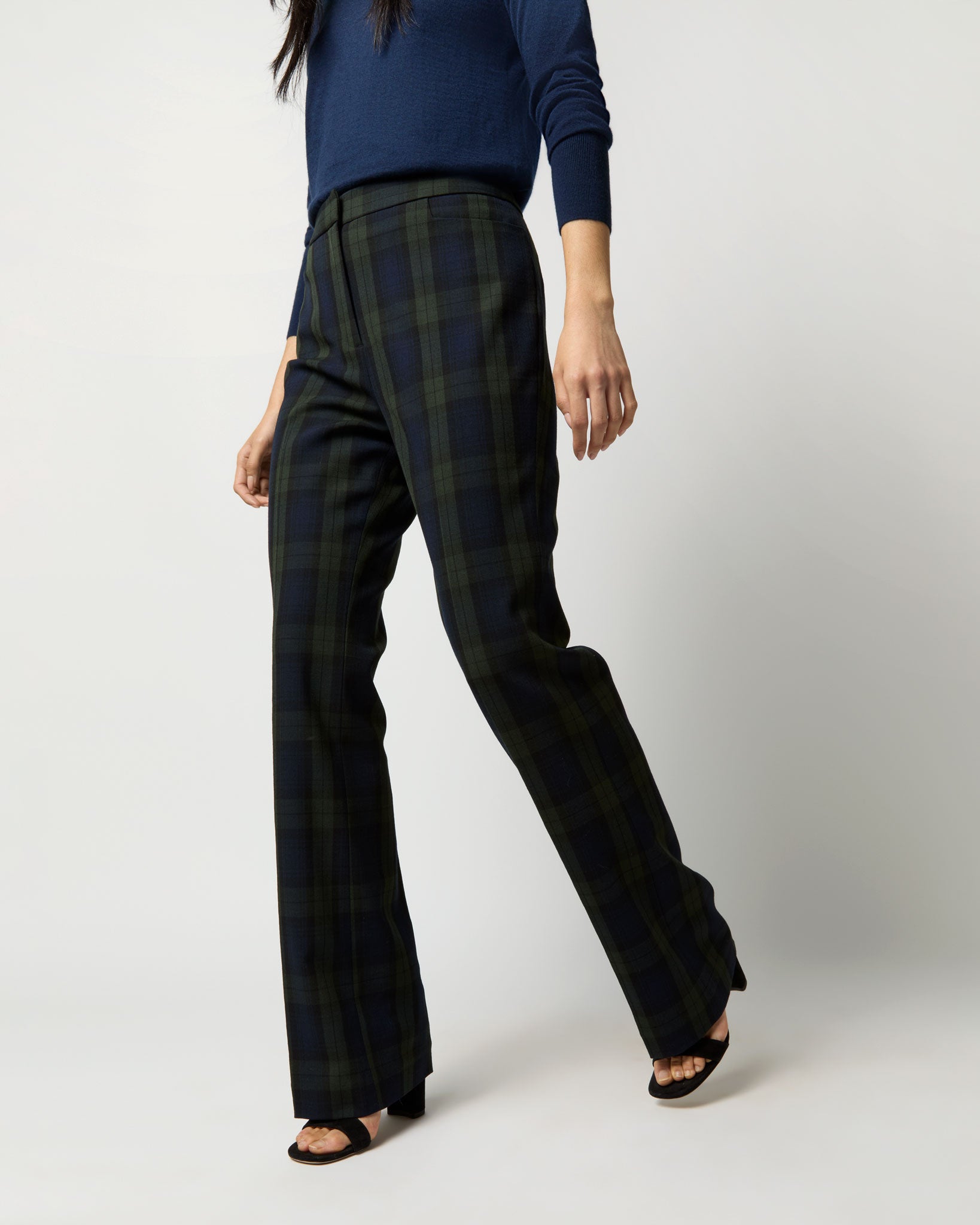 Norah Flare Pant in Blackwatch Stretch Twill