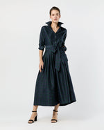 Load image into Gallery viewer, Classic Shirtwaist Maxi Dress in Blackwatch Silk Shantung
