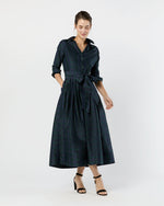 Load image into Gallery viewer, Classic Shirtwaist Maxi Dress in Blackwatch Silk Shantung
