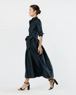 Load image into Gallery viewer, Classic Shirtwaist Maxi Dress in Blackwatch Silk Shantung
