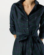Load image into Gallery viewer, Classic Shirtwaist Maxi Dress in Blackwatch Silk Shantung
