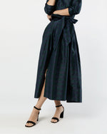 Load image into Gallery viewer, Classic Shirtwaist Maxi Dress in Blackwatch Silk Shantung
