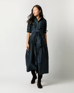 Load image into Gallery viewer, Classic Shirtwaist Maxi Dress in Blackwatch Silk Shantung
