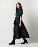 Load image into Gallery viewer, Classic Shirtwaist Maxi Dress in Blackwatch Silk Shantung
