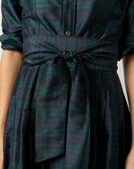 Load image into Gallery viewer, Classic Shirtwaist Maxi Dress in Blackwatch Silk Shantung
