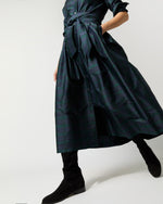 Load image into Gallery viewer, Classic Shirtwaist Maxi Dress in Blackwatch Silk Shantung
