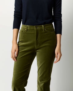 Kendall Flare 5-Pocket Jean in Sage Stretch Velveteen