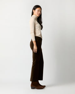 Kendall Flare 5-Pocket Jean in Chocolate Stretch Velveteen