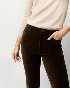 Kendall Flare 5-Pocket Jean in Chocolate Stretch Velveteen