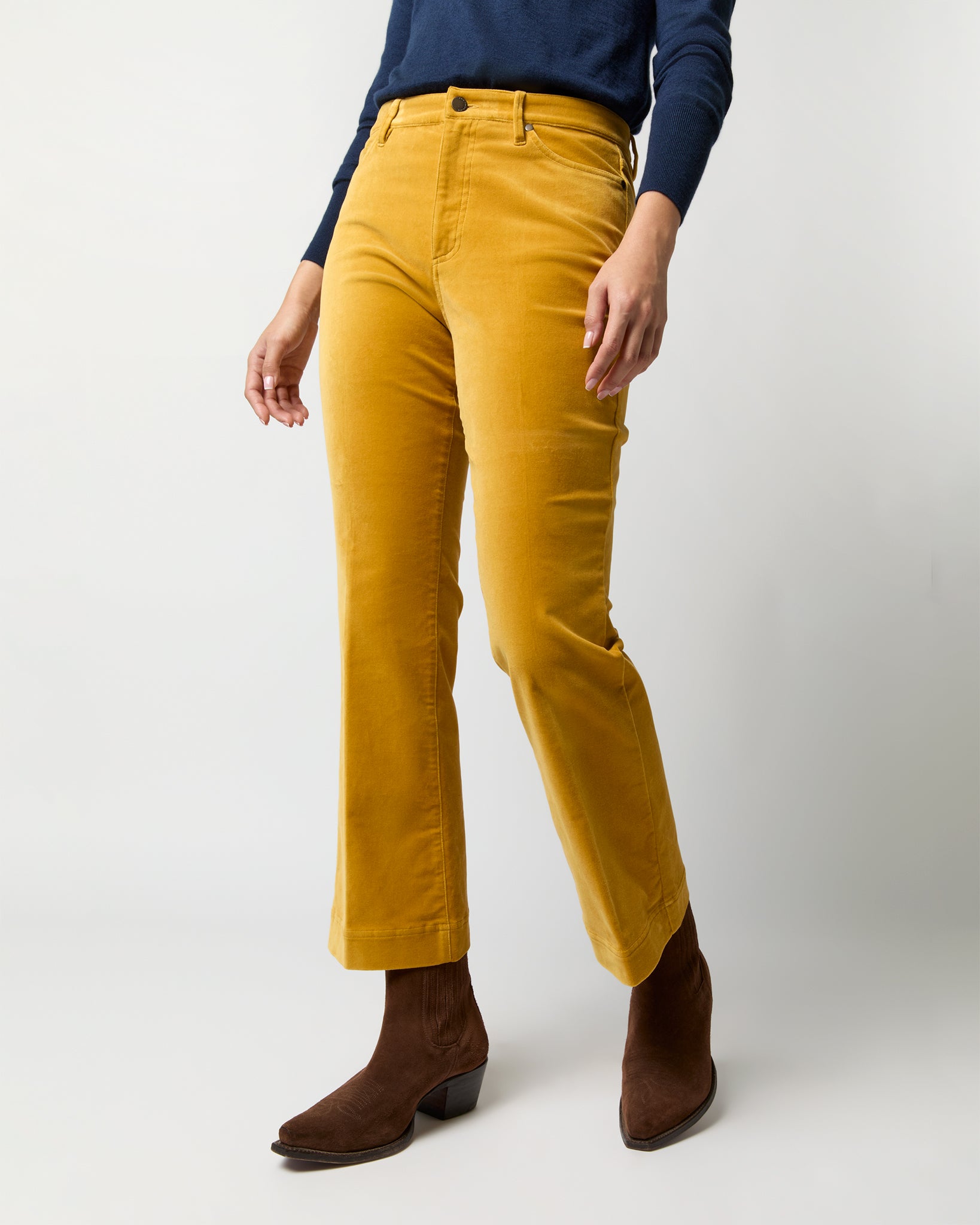 Kendall Flare 5-Pocket Jean in Harvest Yellow Stretch Velveteen