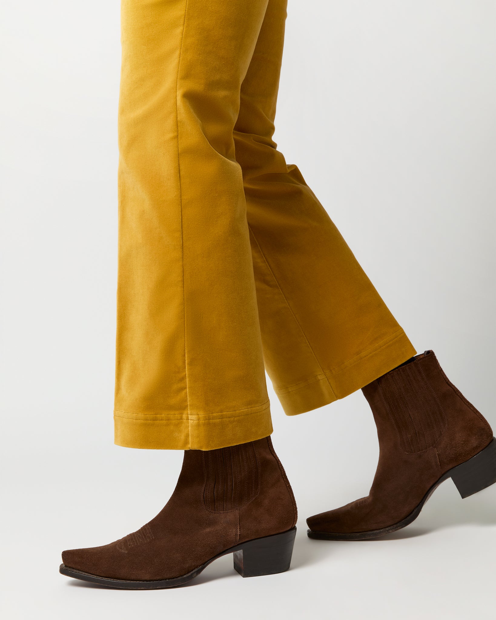 Kendall Flare 5-Pocket Jean in Harvest Yellow Stretch Velveteen