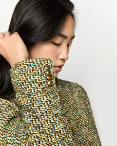 Megan Cardigan Jacket in Green/Multi Tweed