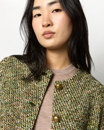 Load image into Gallery viewer, Megan Cardigan Jacket in Green/Multi Tweed
