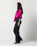 Load image into Gallery viewer, Tie-Neck Blouse in Magenta Silk Charmeuse
