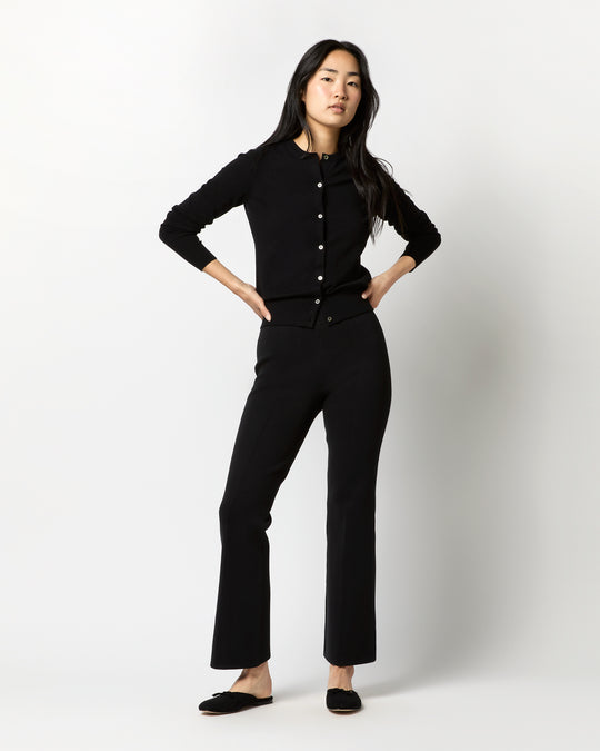 Lara Knit Flare Cropped Pant in Black Supima Cotton