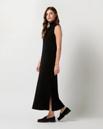 Load image into Gallery viewer, Maya Funnel-Neck Dress in Black Extra Fine Merino Wool
