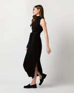 Load image into Gallery viewer, Maya Funnel-Neck Dress in Black Extra Fine Merino Wool
