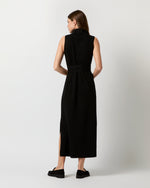 Load image into Gallery viewer, Maya Funnel-Neck Dress in Black Extra Fine Merino Wool
