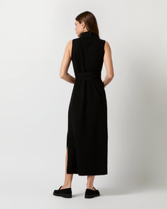 Maya Funnel-Neck Dress in Black Extra Fine Merino Wool