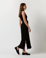 Load image into Gallery viewer, Maya Funnel-Neck Dress in Black Extra Fine Merino Wool
