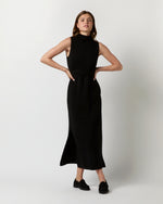 Load image into Gallery viewer, Maya Funnel-Neck Dress in Black Extra Fine Merino Wool
