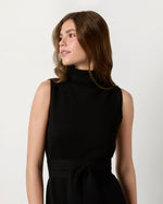 Load image into Gallery viewer, Maya Funnel-Neck Dress in Black Extra Fine Merino Wool
