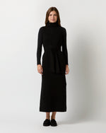 Load image into Gallery viewer, Maya Funnel-Neck Dress in Black Extra Fine Merino Wool
