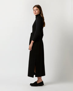 Maya Funnel-Neck Dress in Black Extra Fine Merino Wool