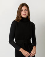 Load image into Gallery viewer, Maya Funnel-Neck Dress in Black Extra Fine Merino Wool
