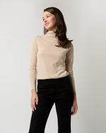 Load image into Gallery viewer, Superfine Funnel-Neck Sweater in Sandstone Cashmere
