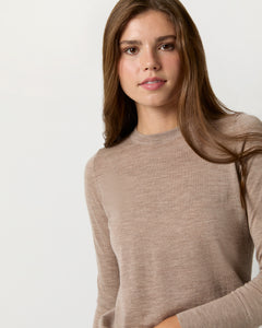 Alida Crewneck Sweater in Toast Cashmere