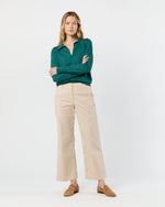Load image into Gallery viewer, Alida Johnny-Collar Sweater in Highland Green Cashmere
