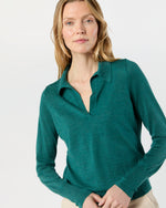 Load image into Gallery viewer, Alida Johnny-Collar Sweater in Highland Green Cashmere
