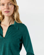 Load image into Gallery viewer, Alida Johnny-Collar Sweater in Highland Green Cashmere
