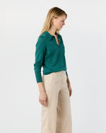 Load image into Gallery viewer, Alida Johnny-Collar Sweater in Highland Green Cashmere
