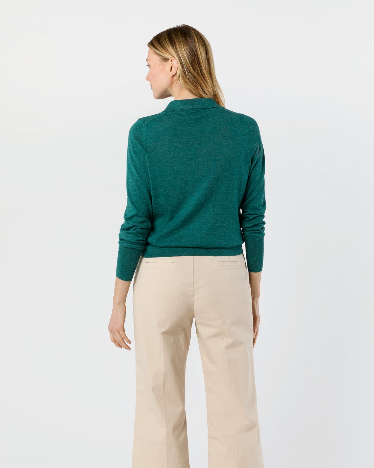 Alida Johnny-Collar Sweater in Highland Green Cashmere