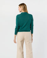 Load image into Gallery viewer, Alida Johnny-Collar Sweater in Highland Green Cashmere
