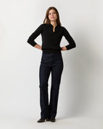 Load image into Gallery viewer, Alida Johnny-Collar Sweater in Black Cashmere
