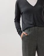 Load image into Gallery viewer, Frankie Pant in Black/White Stretch Herringbone
