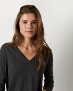 Load image into Gallery viewer, Kate V-Neck Sweater in Heather Charcoal Escorial Wool
