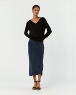 Load image into Gallery viewer, Kate V-Neck Sweater in Black Escorial Wool
